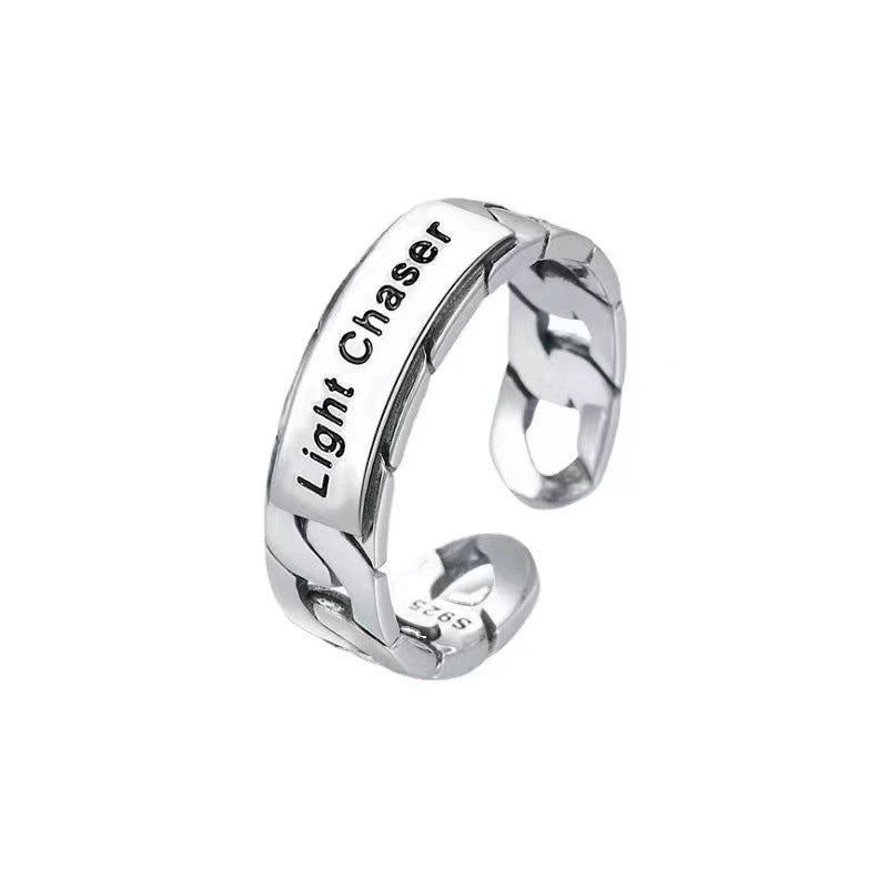 letter ring Thai silver trend punk single men's index finger open ring mr0008