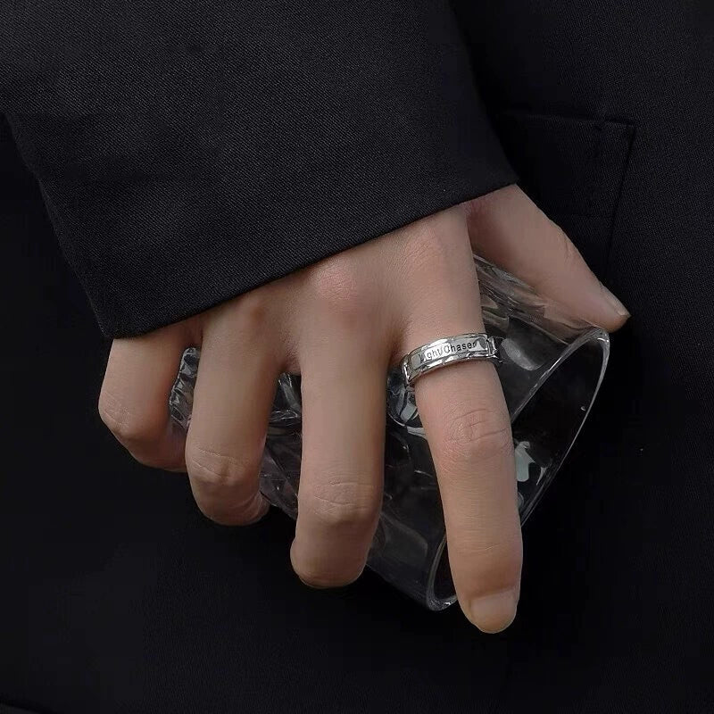 letter ring Thai silver trend punk single men's index finger open ring mr0008