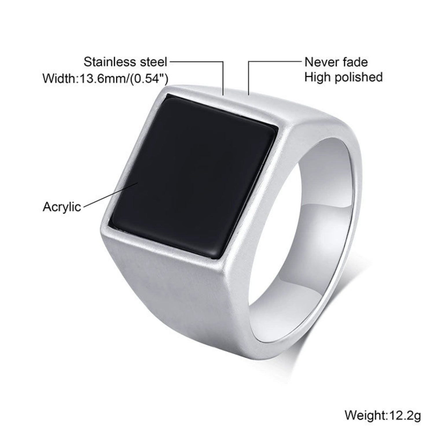 Silver Black Enamel Signet Ring mr0013