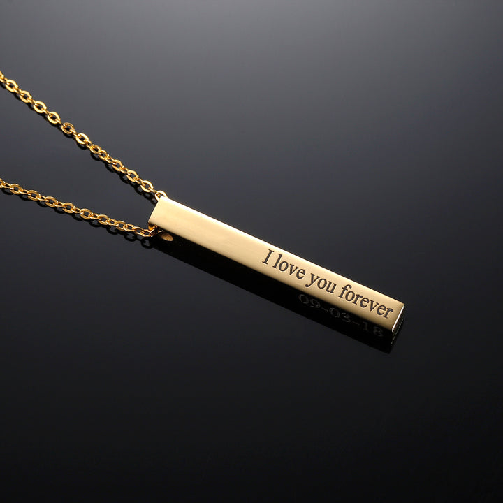 PERSONALIZED CUBOID BAR ENGRAVED NAME NECKLACE