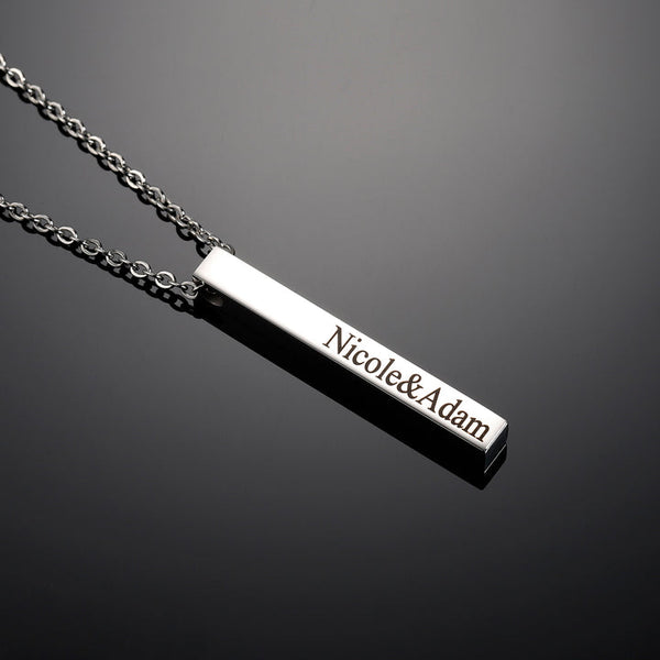 PERSONALIZED CUBOID BAR ENGRAVED NAME NECKLACE