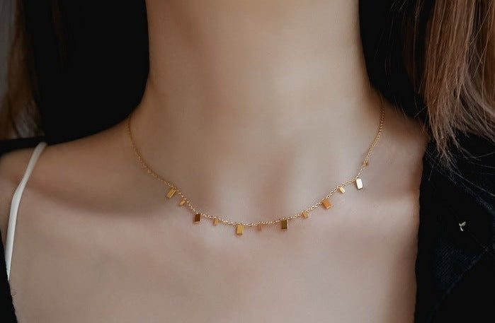 Gold Bar Charm Necklace jltn0686