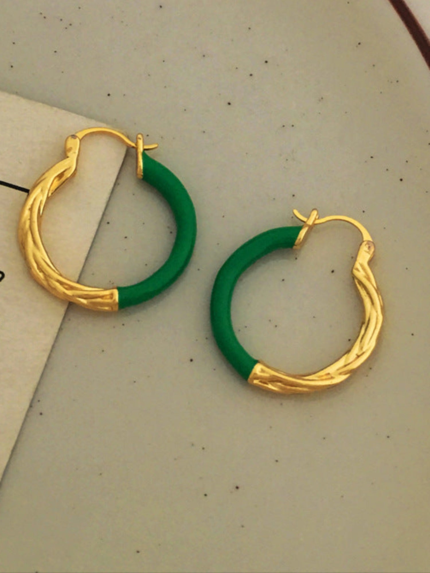 One Half Hoop Earrings with Textured Accents-jlt11516