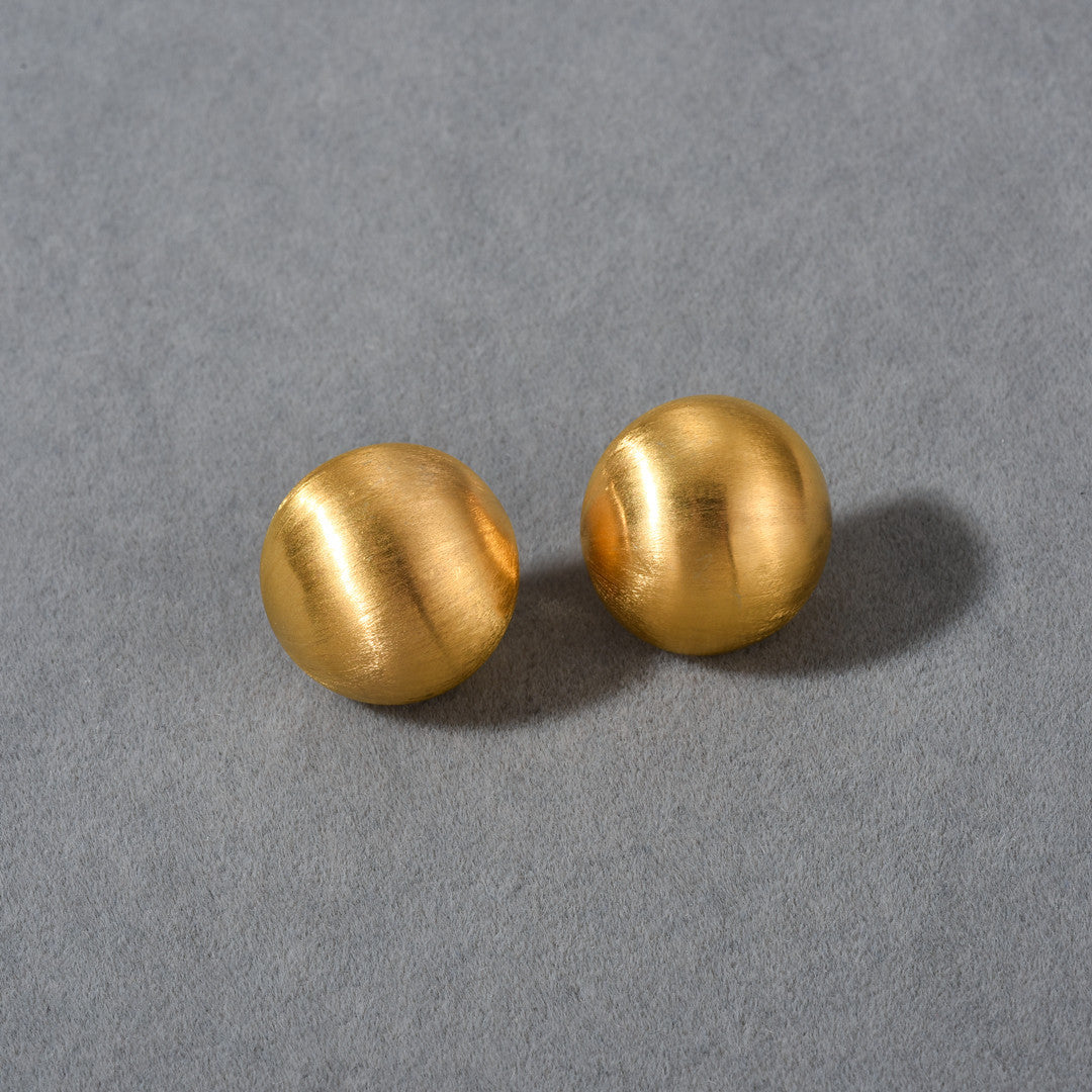 Matte Aurum Ball Stud Earrings-jlt11547