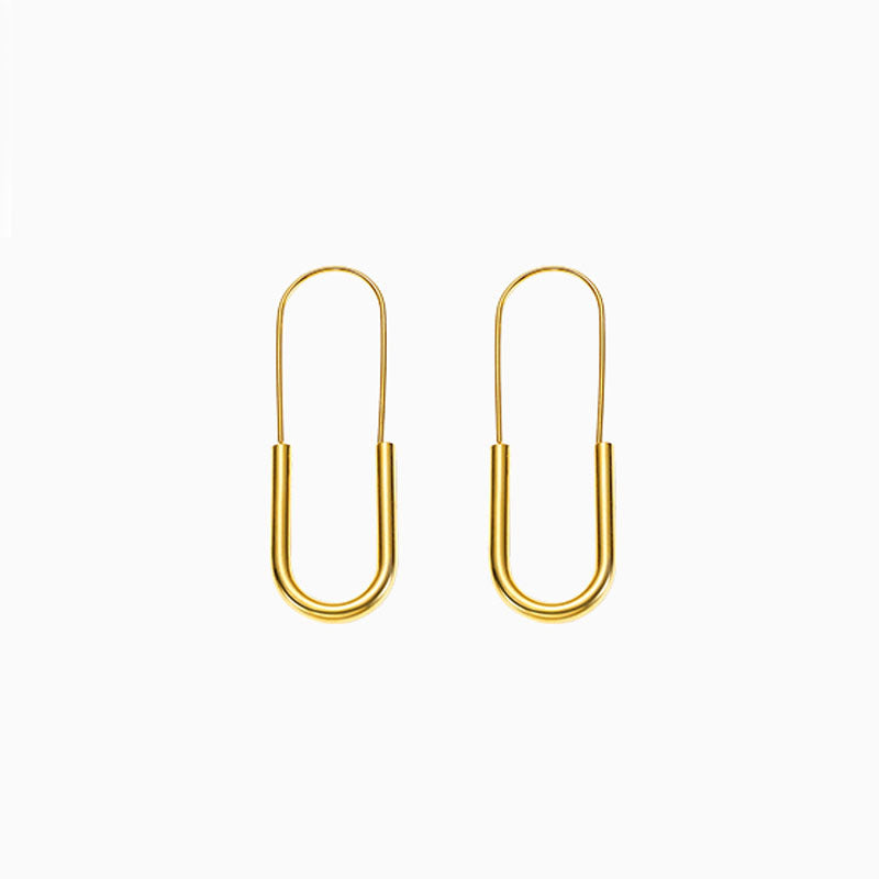 Minimalist Gold U-Shaped Drop Earrings jlt11662