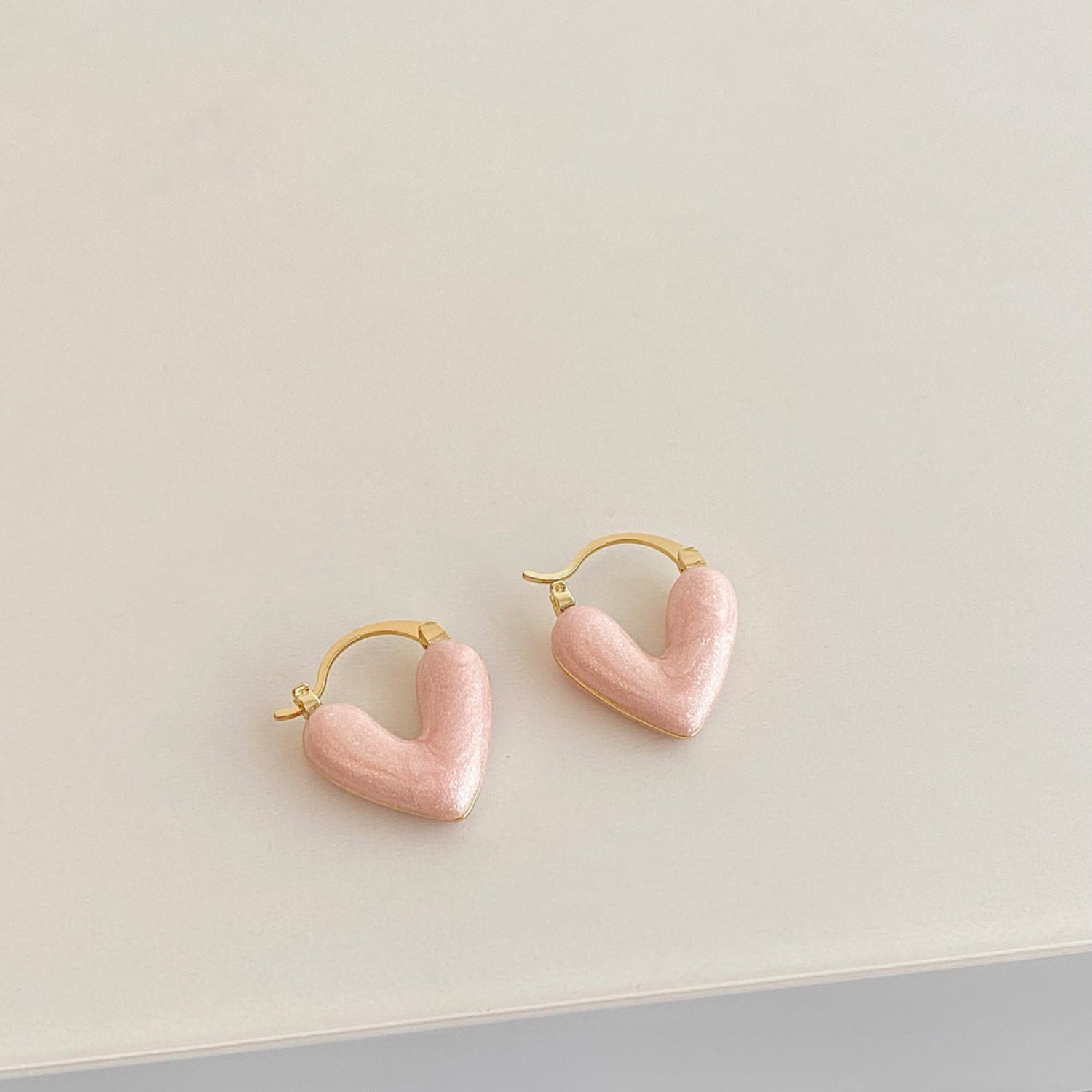 Cotton Candy Hoop Earrings with Pink Heart Charms jlt11725