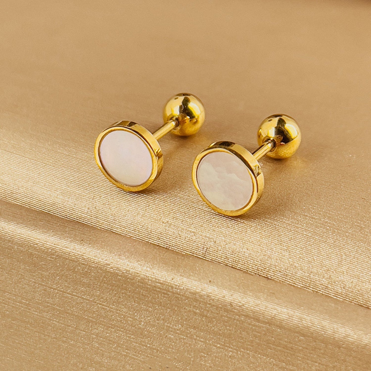 Mother of Pearl Gold Stud Earrings jlt11743