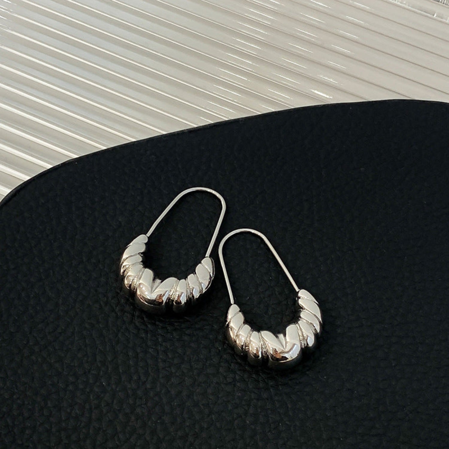Textured Silver Hoop Earrings-jlt11782