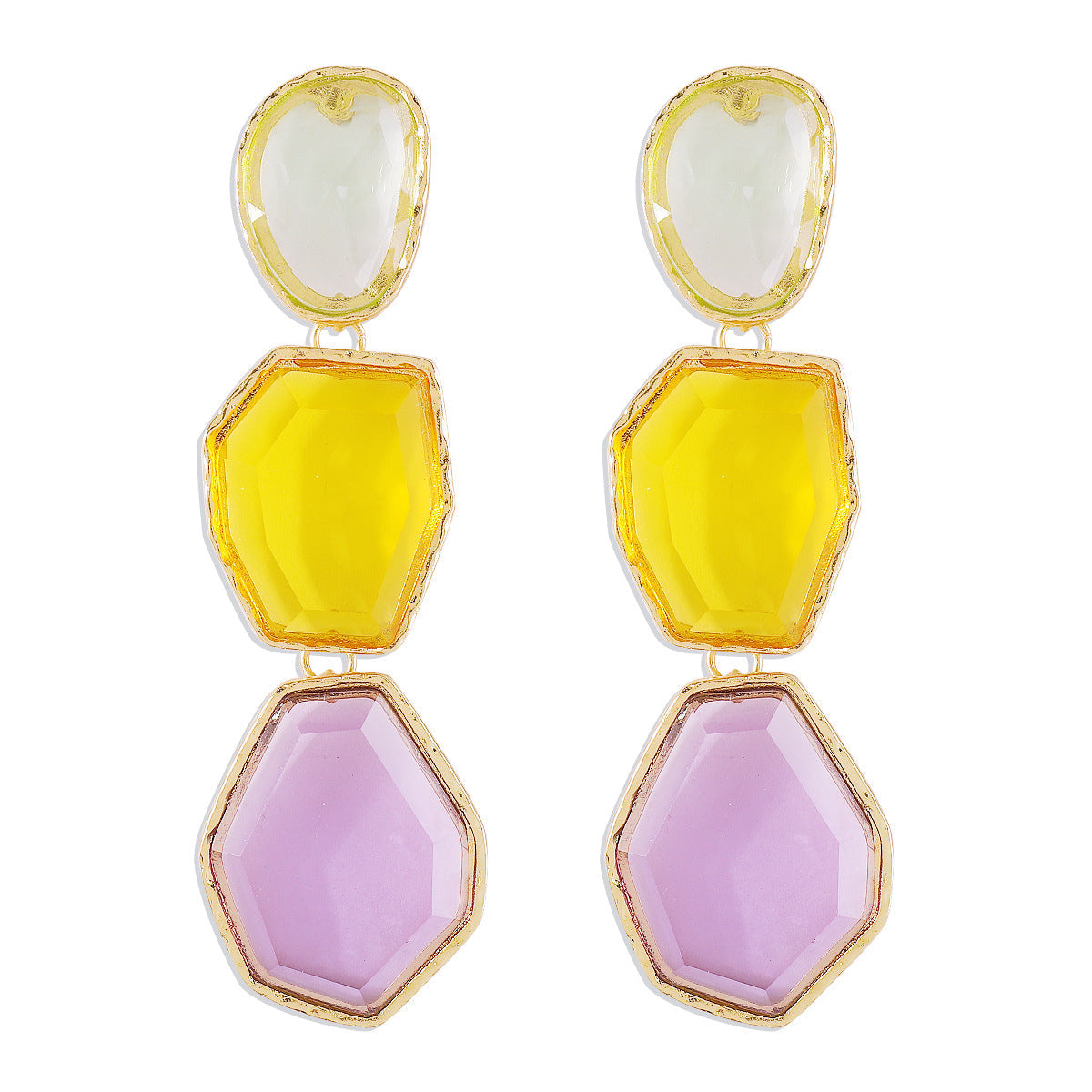 Vibrant Geometric Drop Earrings-jlt11787