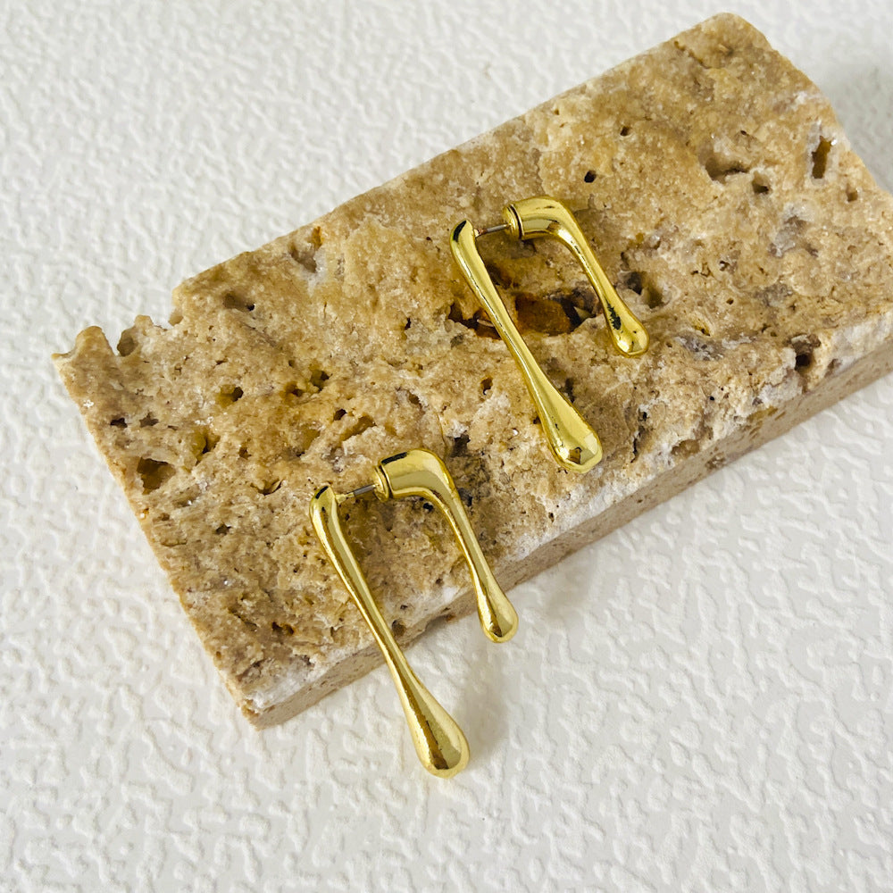 Modern Abstract Gold Drop Earrings jlt11789