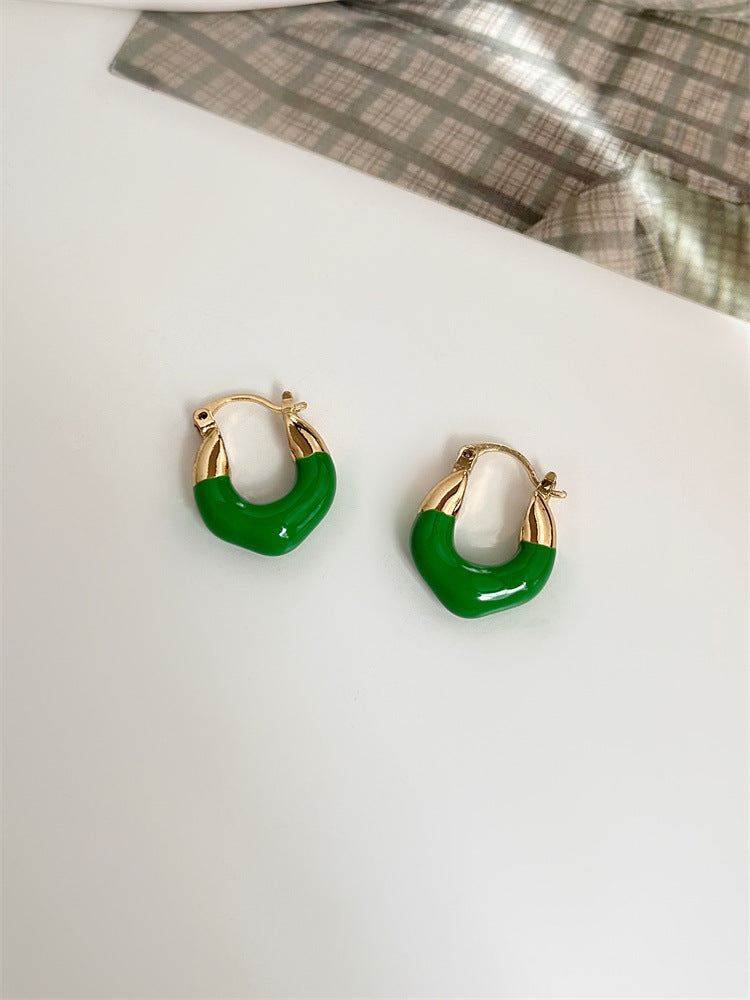 Just Lil Things Green  Hoop Earrings jlt11926