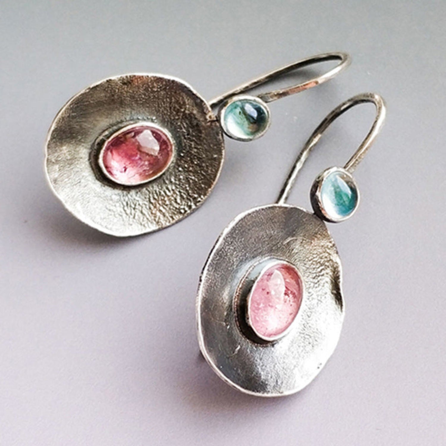 Artisan Hammered Mixed Gemstone Earring JLT11961