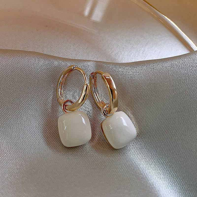 Just Lil Things White Hoop Earrings jlt12092