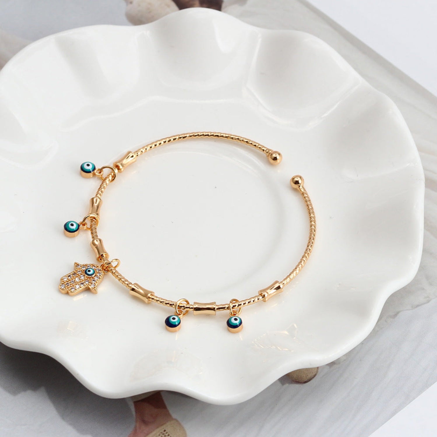 Hamsa & Evil Eye Charm Bangle Bracelets jltb0264