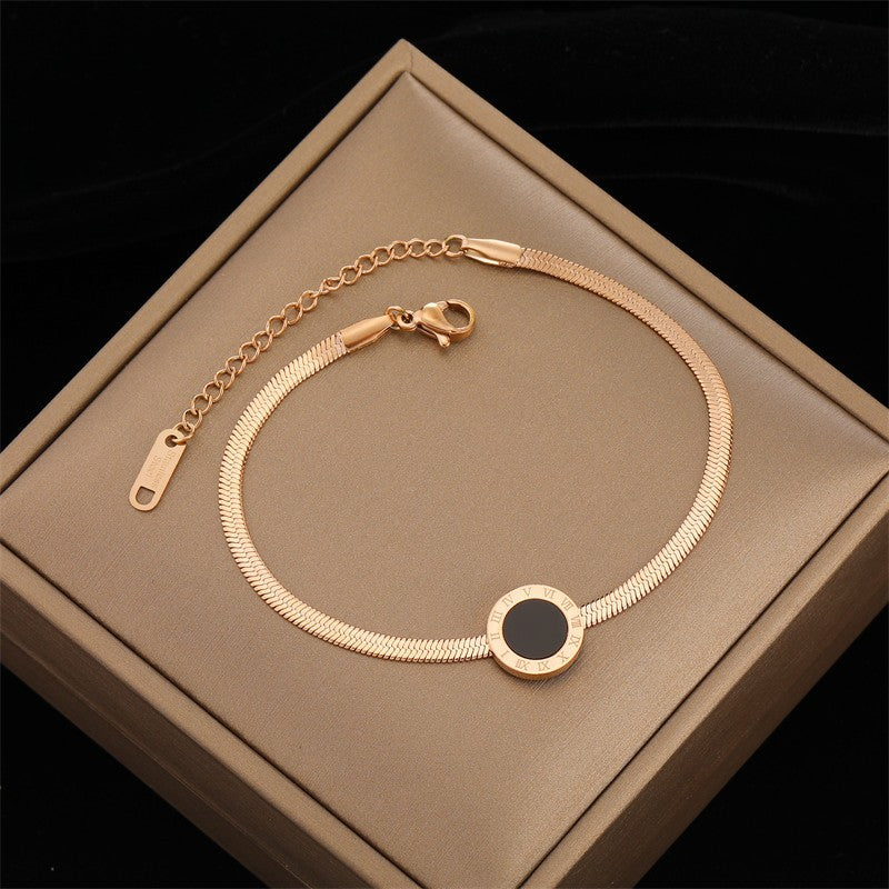 just-lil-things-artificial-Elegant Roman Black Enamel Bracelet – Adjustable Gold-Tone--jltb0283
