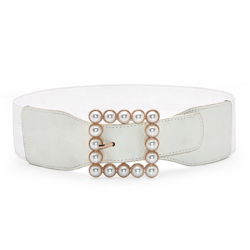 The elastic belt with square pearl jlthb0031