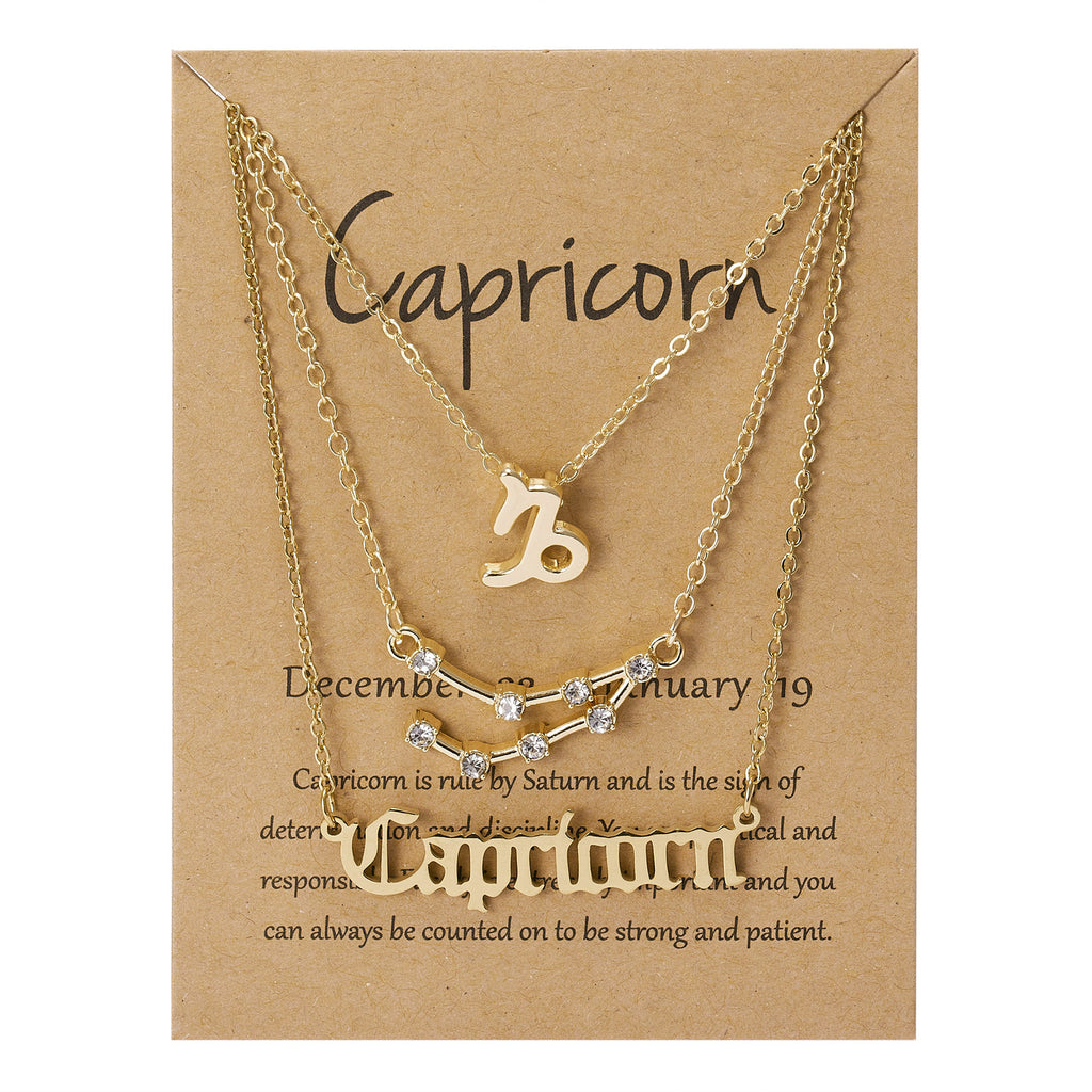 PANTIDE 3Pcs Capricorn Zodiac Layer Necklaces for Women Girls 14K Gold  Plated - Walmart.com