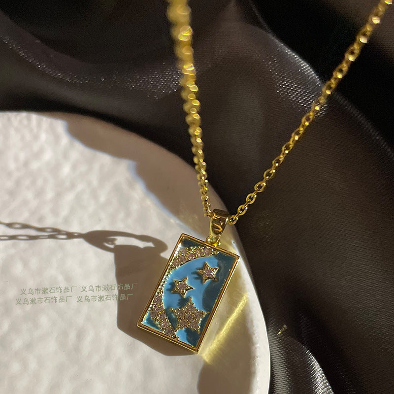 Celestial Starry Sky Pendant Necklace – Gold Color Cosmic Charm-jltn0576