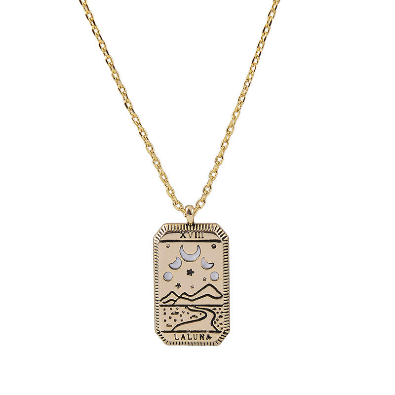 "La Luna" Tarot Necklace –  Moon Card Pendant for Mystery & Intuition jltn0628