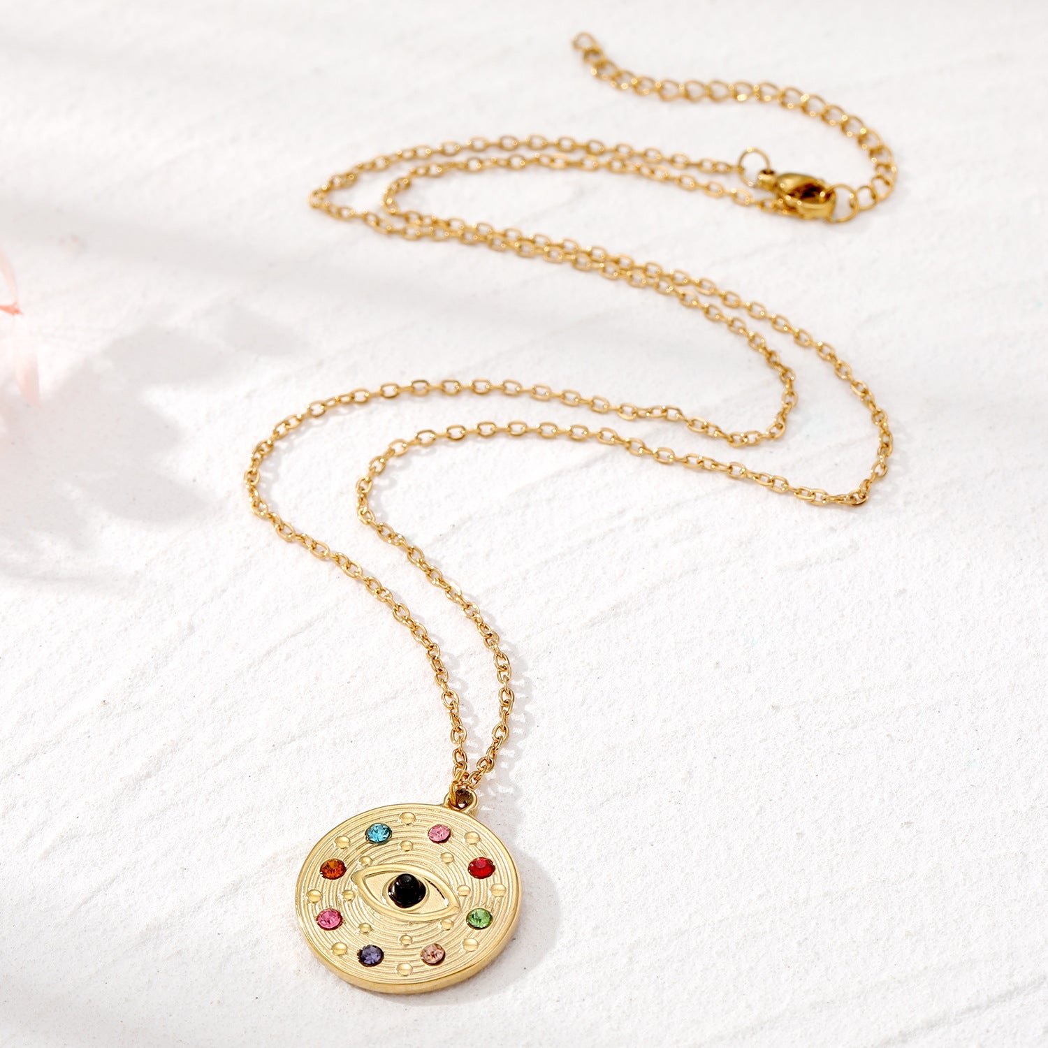 Gold Cosmic Pendant Necklace with Colorful Gemstones -jltn0690