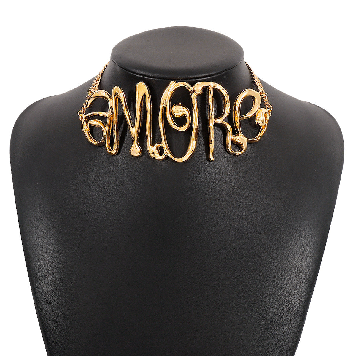 Bold Gold 'AMORE' Statement Necklacejltn0695
