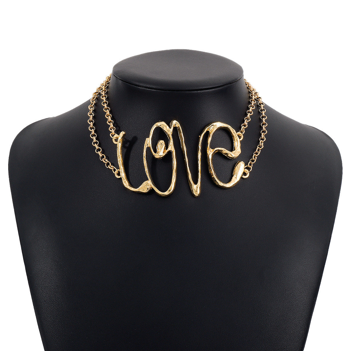 Gold 'LOVE' Statement Necklace  jltn0697