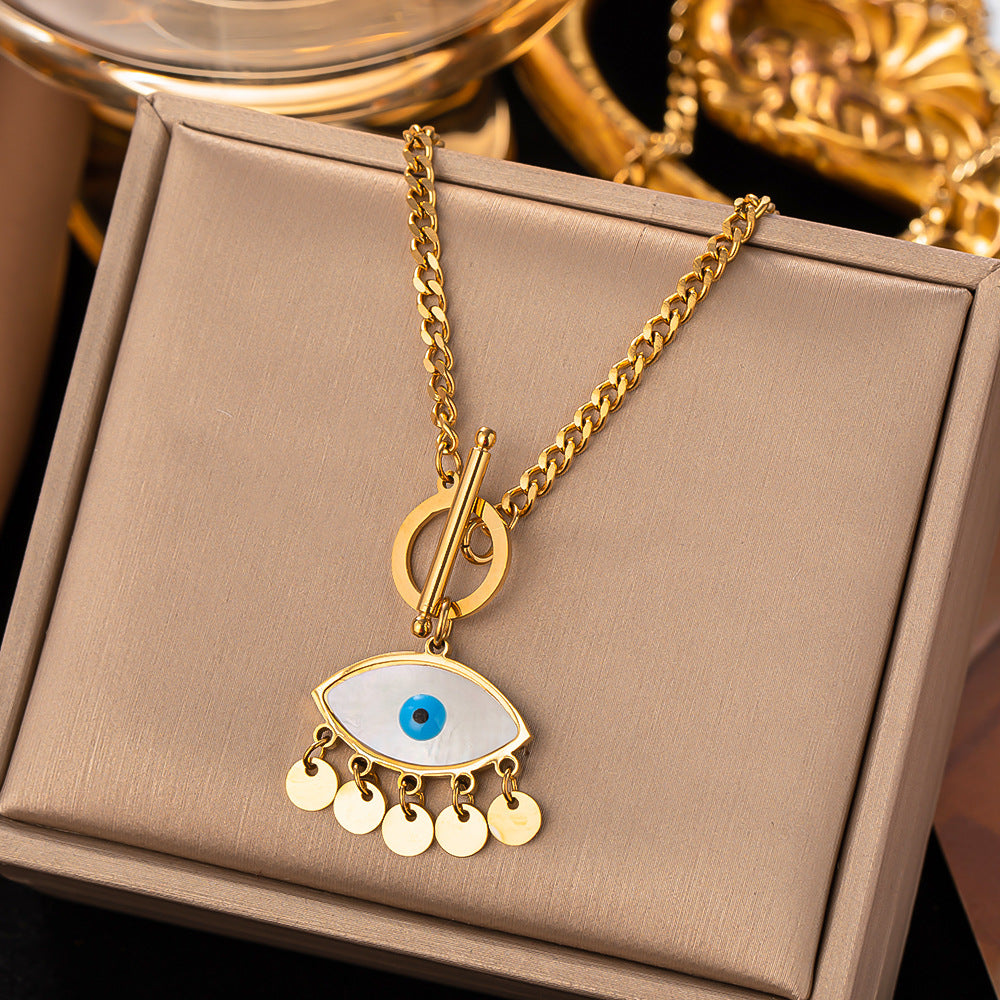 Gold Evil Eye Pendant Necklace -jltn0701