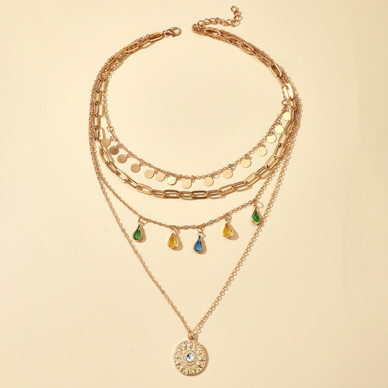 Layered Gold Charm Necklace JLTN0807